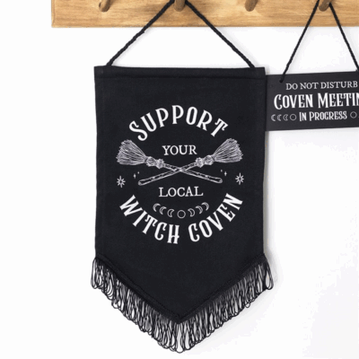 Support Your Local Witch Coven Hanging Fabric Banner